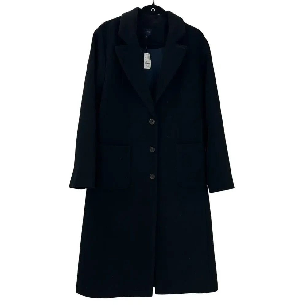 J. Crew Wool Blend Patch Pocket Notch Collar Topcoat Classic Black Size S NWT